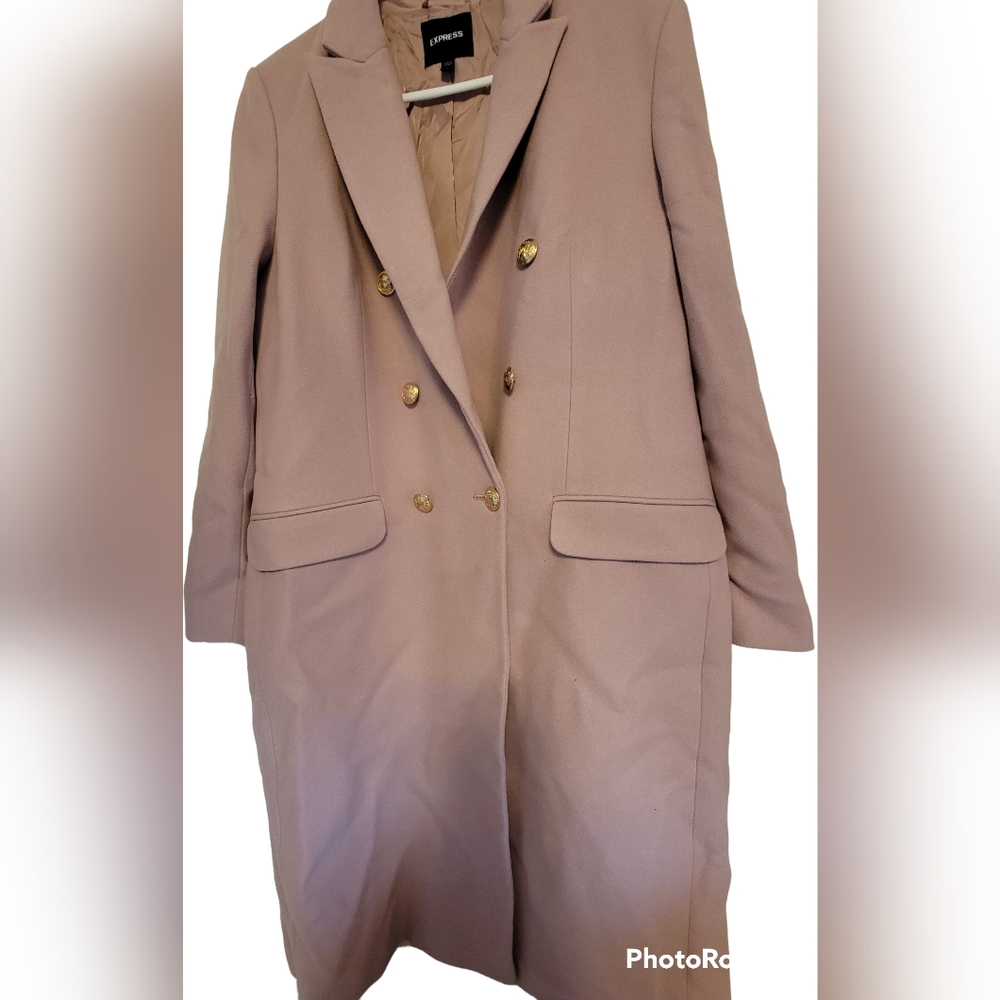 Express Mauve Wool Blend Trench Coat